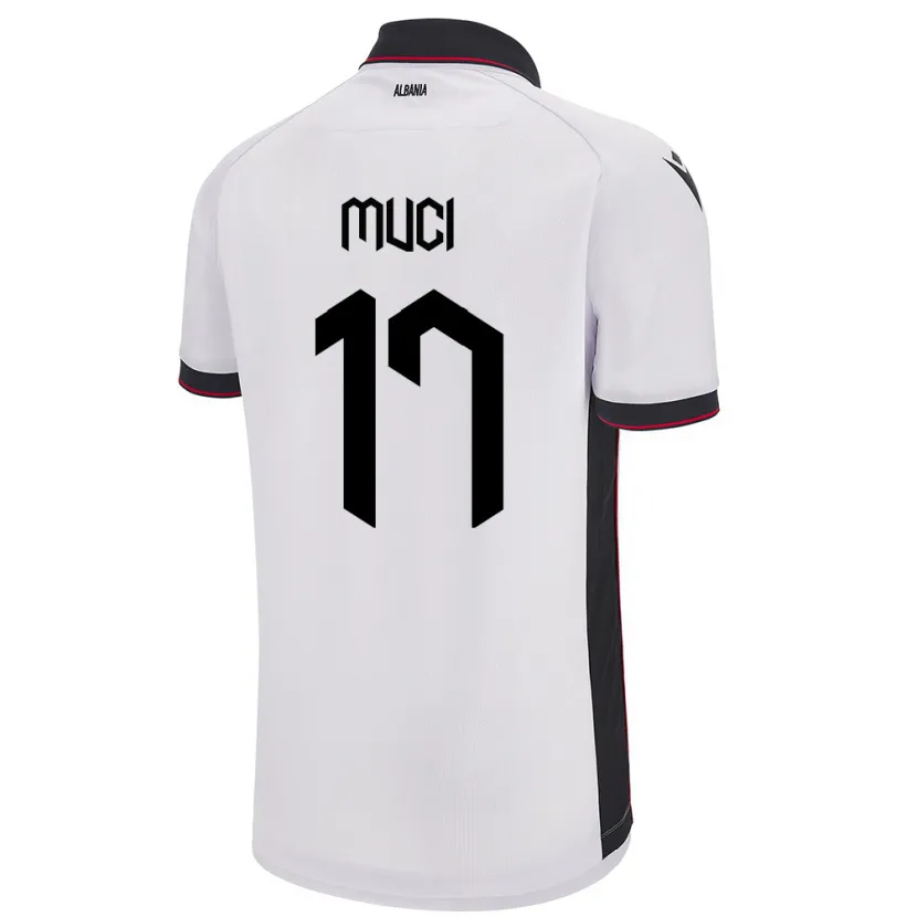 Danxen Herren Albanien Ernest Muci #17 Weiß Auswärtstrikot Trikot 24-26 T-Shirt