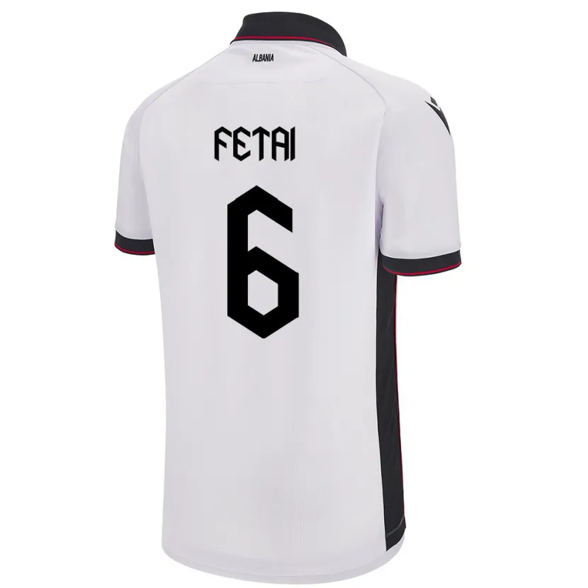 Danxen Herren Albanien Feta Fetai #6 Weiß Auswärtstrikot Trikot 24-26 T-Shirt