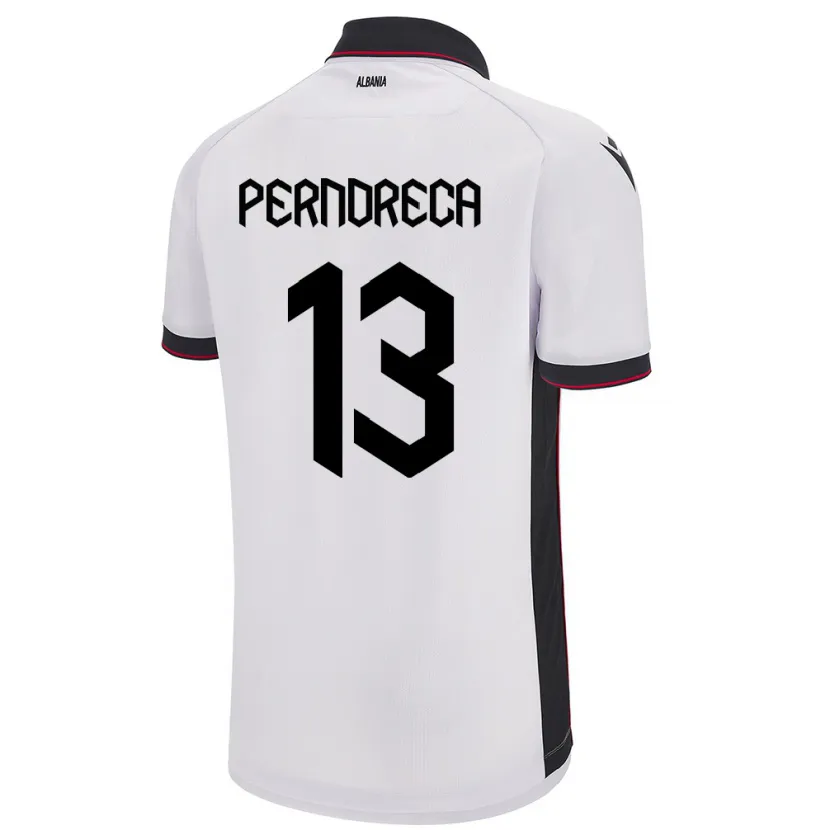 Danxen Herren Albanien Fabjan Perndreca #13 Weiß Auswärtstrikot Trikot 24-26 T-Shirt