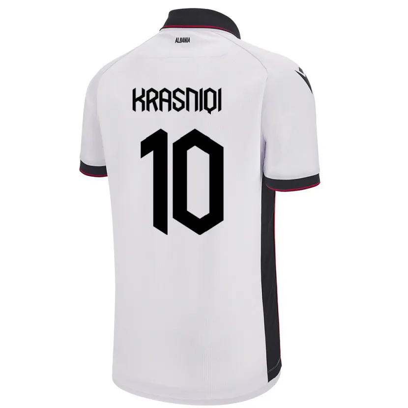 Danxen Herren Albanien Qëndresa Krasniqi #10 Weiß Auswärtstrikot Trikot 24-26 T-Shirt