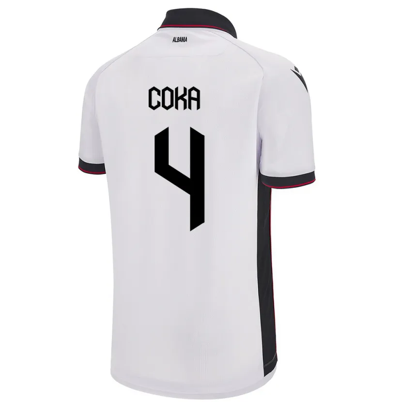 Danxen Herren Albanien Jehona Coka #4 Weiß Auswärtstrikot Trikot 24-26 T-Shirt
