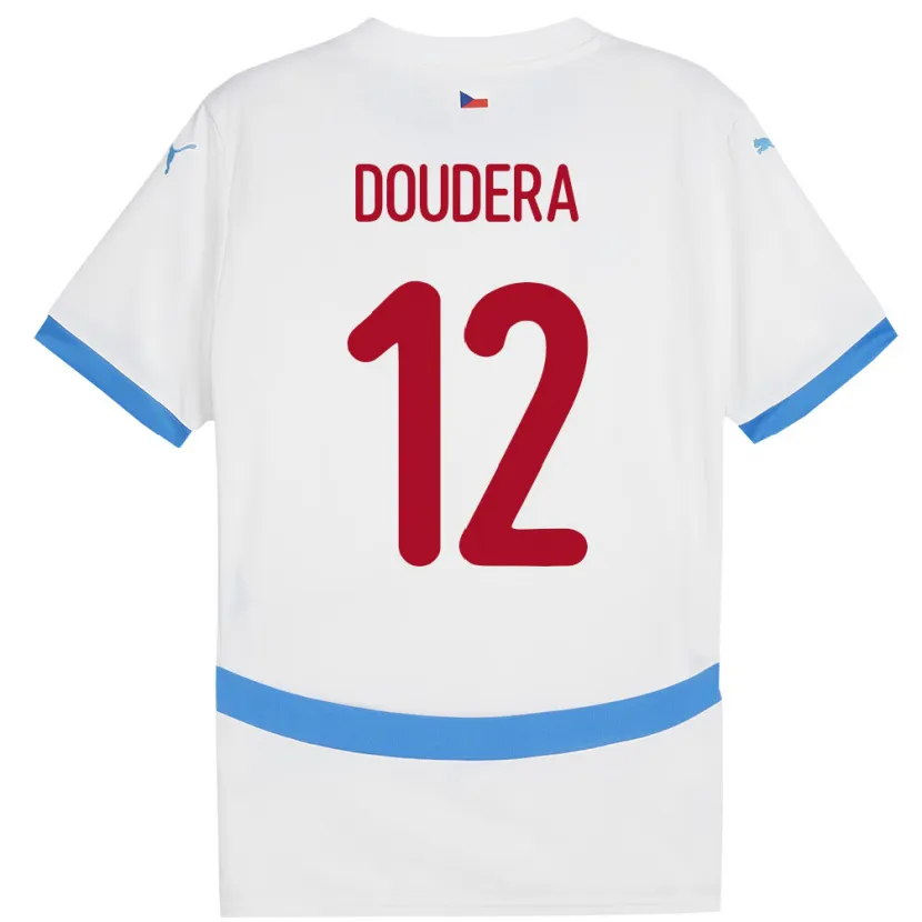 Danxen Herren Tschechien David Doudera #12 Weiß Auswärtstrikot Trikot 24-26 T-Shirt