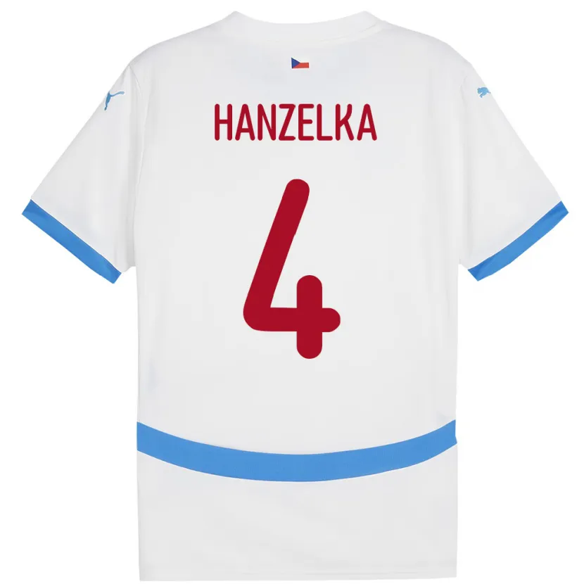 Danxen Herren Tschechien Denis Hanzelka #4 Weiß Auswärtstrikot Trikot 24-26 T-Shirt