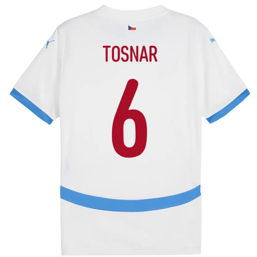 Danxen Herren Tschechien Jakub Tosnar #6 Weiß Auswärtstrikot Trikot 24-26 T-Shirt