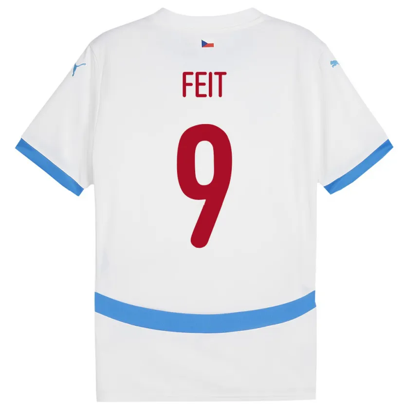 Danxen Herren Tschechien Jan Feit #9 Weiß Auswärtstrikot Trikot 24-26 T-Shirt