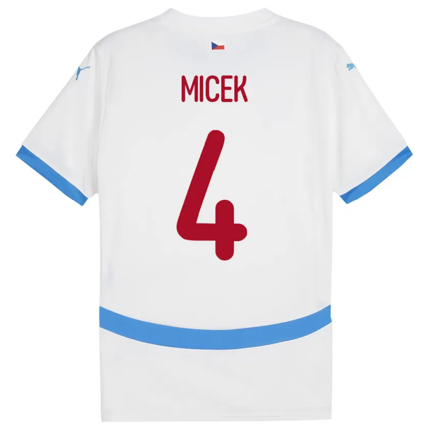 Danxen Herren Tschechien Jiri Micek #4 Weiß Auswärtstrikot Trikot 24-26 T-Shirt