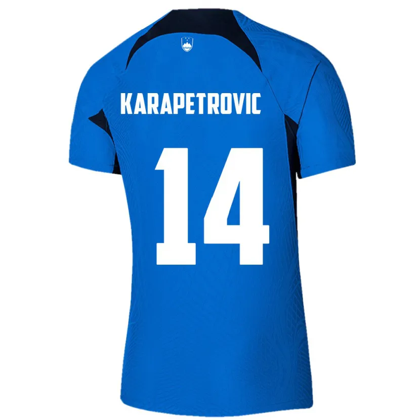 Danxen Herren Slowenien Luka Karapetrovic #14 Blau Auswärtstrikot Trikot 24-26 T-Shirt