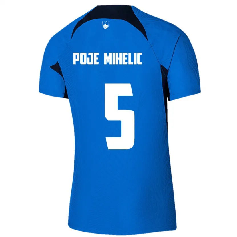 Danxen Herren Slowenien Naja Poje Mihelič #5 Blau Auswärtstrikot Trikot 24-26 T-Shirt