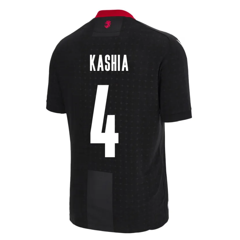 Danxen Herren Georgien Guram Kashia #4 Schwarz Auswärtstrikot Trikot 24-26 T-Shirt