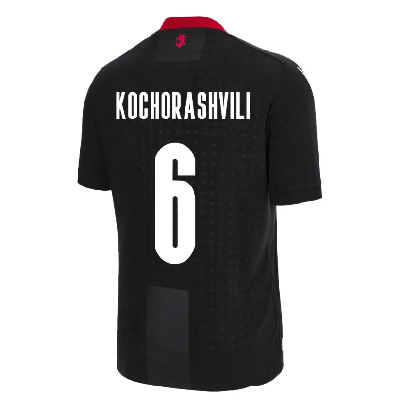 Danxen Herren Georgien Giorgi Kochorashvili #6 Schwarz Auswärtstrikot Trikot 24-26 T-Shirt