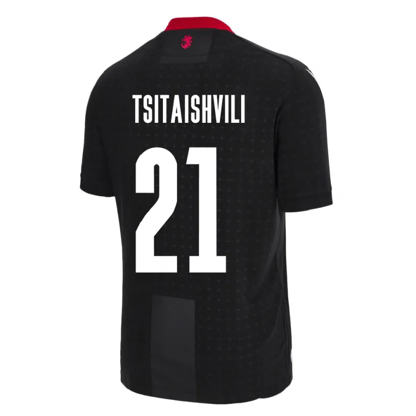 Danxen Herren Georgien Georgiy Tsitaishvili #21 Schwarz Auswärtstrikot Trikot 24-26 T-Shirt