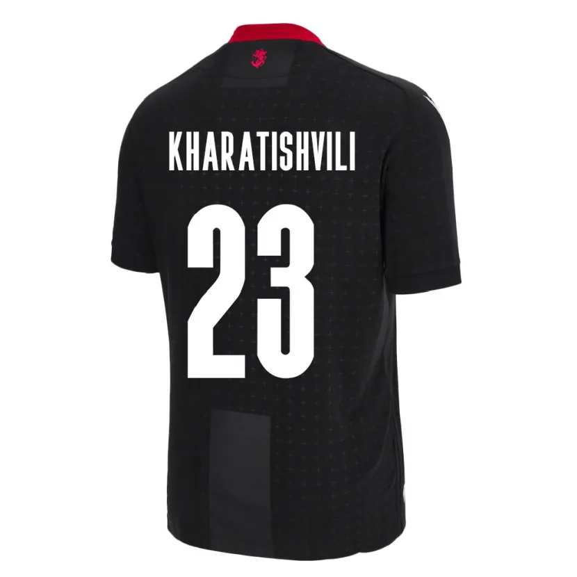 Danxen Herren Georgien Luka Kharatishvili #23 Schwarz Auswärtstrikot Trikot 24-26 T-Shirt