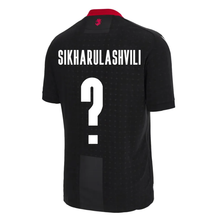 Danxen Herren Georgien Nika Sikharulashvili #0 Schwarz Auswärtstrikot Trikot 24-26 T-Shirt