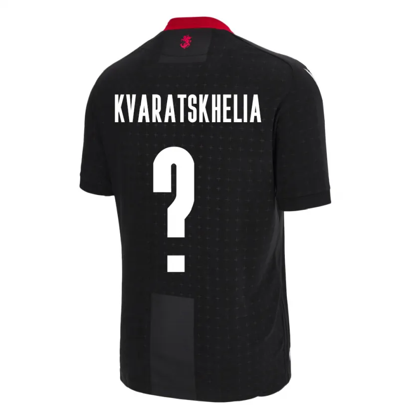 Danxen Herren Georgien Lasha Kvaratskhelia #0 Schwarz Auswärtstrikot Trikot 24-26 T-Shirt