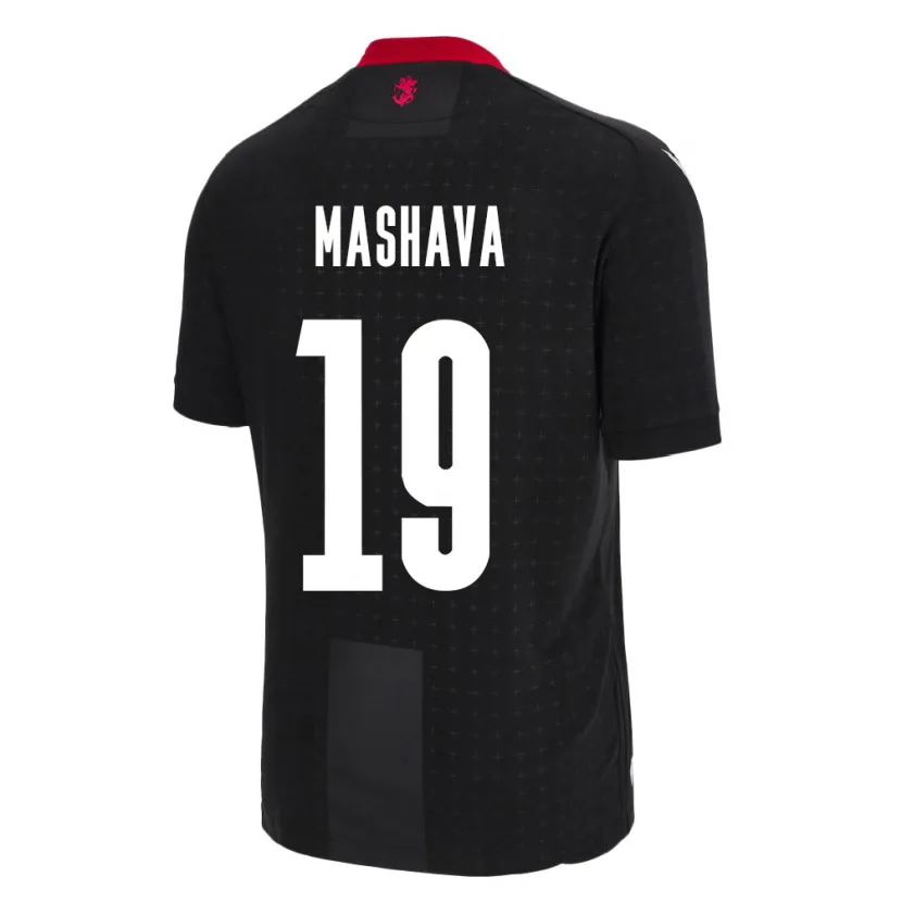 Danxen Herren Georgien Avtandil Mashava #19 Schwarz Auswärtstrikot Trikot 24-26 T-Shirt
