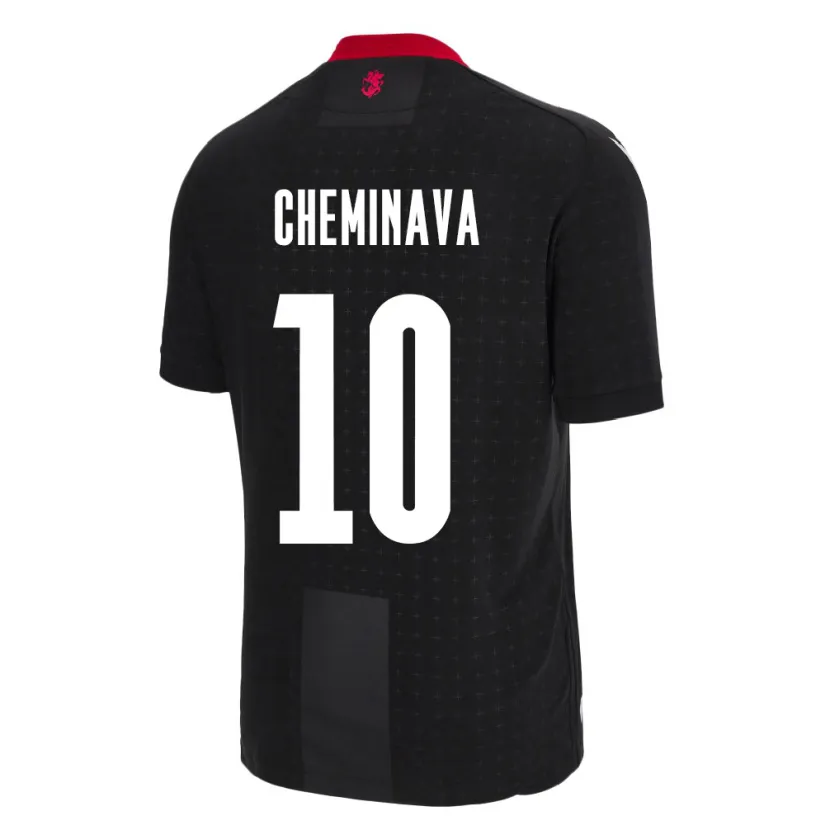 Danxen Herren Georgien Ana Cheminava #10 Schwarz Auswärtstrikot Trikot 24-26 T-Shirt