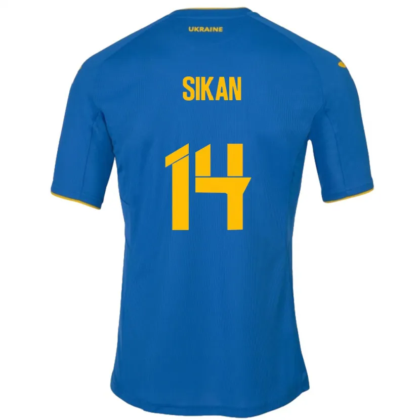 Danxen Herren Ukraine Danylo Sikan #14 Blau Auswärtstrikot Trikot 24-26 T-Shirt