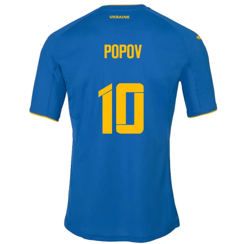 Danxen Herren Ukraine Bogdan Popov #10 Blau Auswärtstrikot Trikot 24-26 T-Shirt