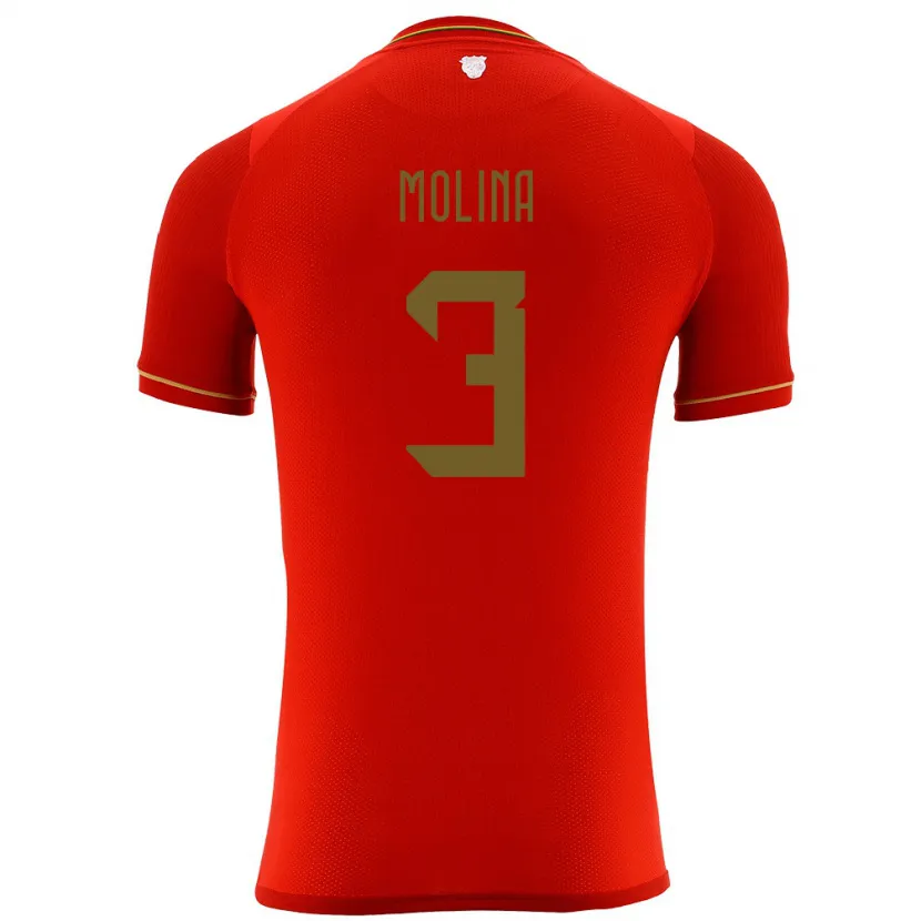 Danxen Herren Bolivien Iván Molina #3 Rot Auswärtstrikot Trikot 24-26 T-Shirt