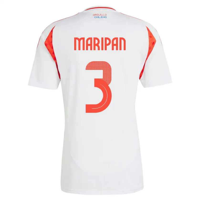 Danxen Herren Chile Guillermo Maripán #3 Weiß Auswärtstrikot Trikot 24-26 T-Shirt