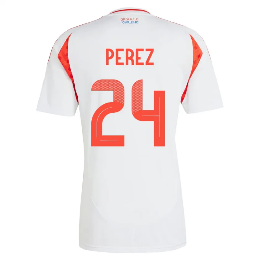 Danxen Herren Chile César Pérez #24 Weiß Auswärtstrikot Trikot 24-26 T-Shirt