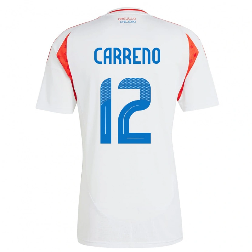 Danxen Herren Chile Diego Carreño #12 Weiß Auswärtstrikot Trikot 24-26 T-Shirt