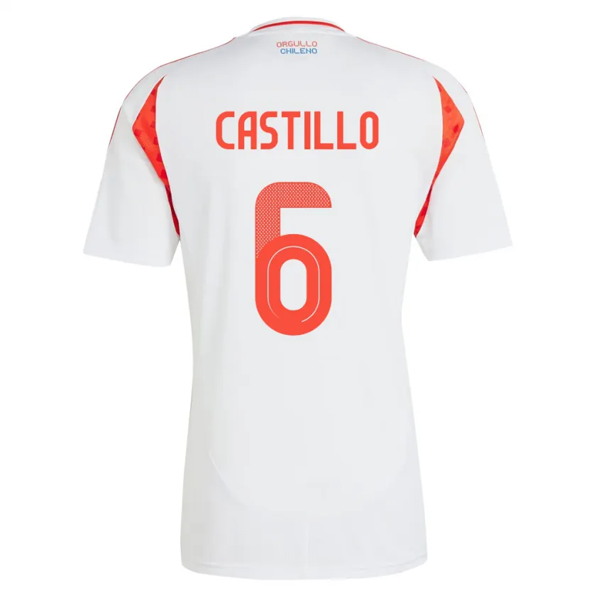Danxen Herren Chile Cristóbal Castillo #6 Weiß Auswärtstrikot Trikot 24-26 T-Shirt