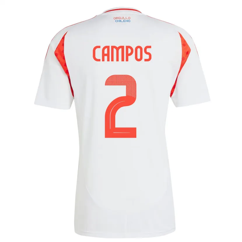 Danxen Herren Chile Víctor Campos #2 Weiß Auswärtstrikot Trikot 24-26 T-Shirt