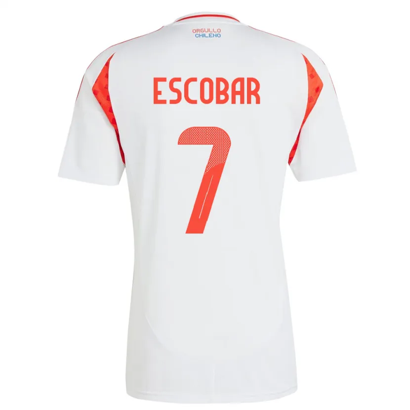 Danxen Herren Chile Bastián Escobar #7 Weiß Auswärtstrikot Trikot 24-26 T-Shirt
