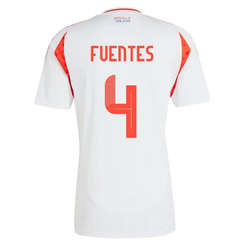 Danxen Herren Chile Karen Fuentes #4 Weiß Auswärtstrikot Trikot 24-26 T-Shirt