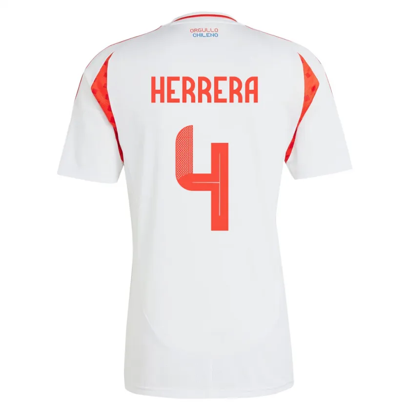 Danxen Herren Chile Claudia Herrera #4 Weiß Auswärtstrikot Trikot 24-26 T-Shirt