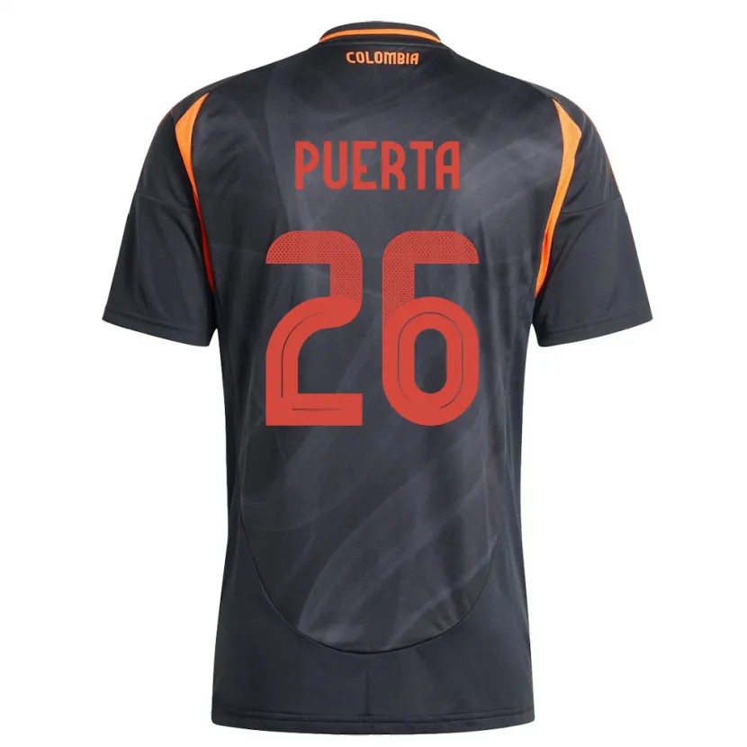 Danxen Herren Kolumbien Gustavo Puerta #26 Schwarz Auswärtstrikot Trikot 24-26 T-Shirt