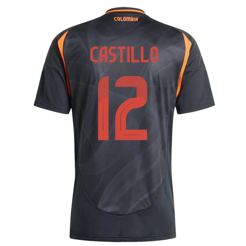 Danxen Herren Kolumbien Juan Castillo #12 Schwarz Auswärtstrikot Trikot 24-26 T-Shirt