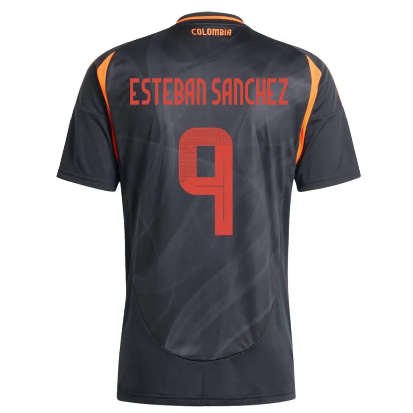 Danxen Herren Kolumbien Juan Esteban Sánchez #9 Schwarz Auswärtstrikot Trikot 24-26 T-Shirt