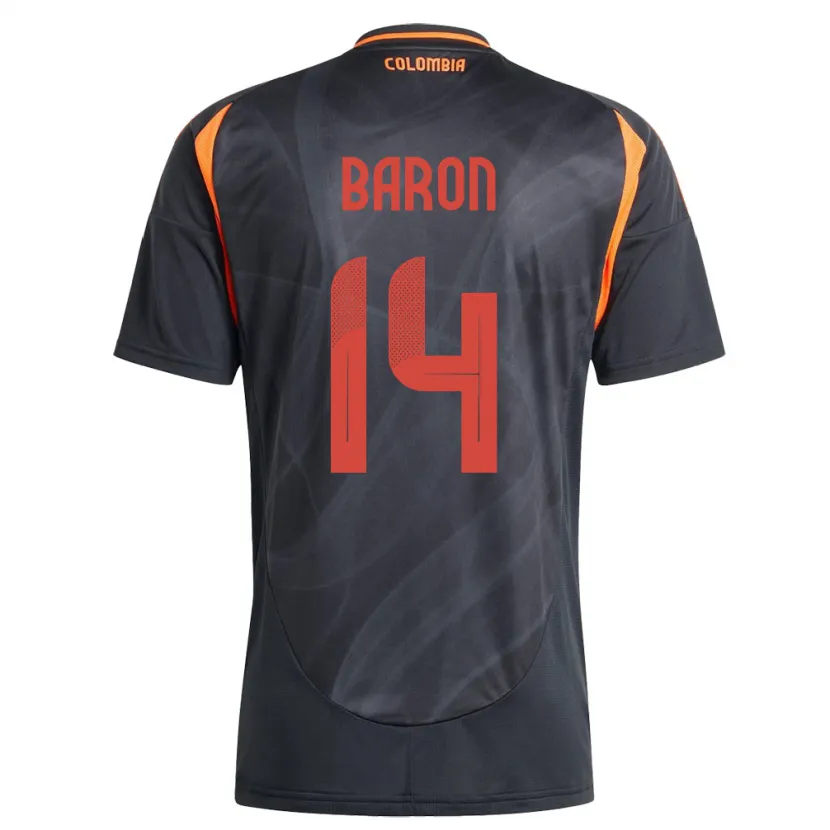 Danxen Herren Kolumbien Ángela Barón #14 Schwarz Auswärtstrikot Trikot 24-26 T-Shirt