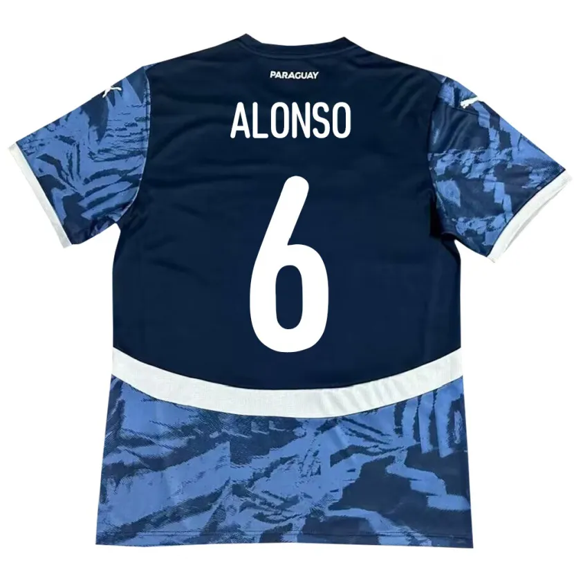 Danxen Herren Paraguay Júnior Alonso #6 Blau Auswärtstrikot Trikot 24-26 T-Shirt