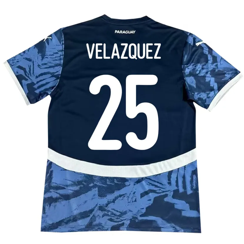 Danxen Herren Paraguay Gustavo Velázquez #25 Blau Auswärtstrikot Trikot 24-26 T-Shirt