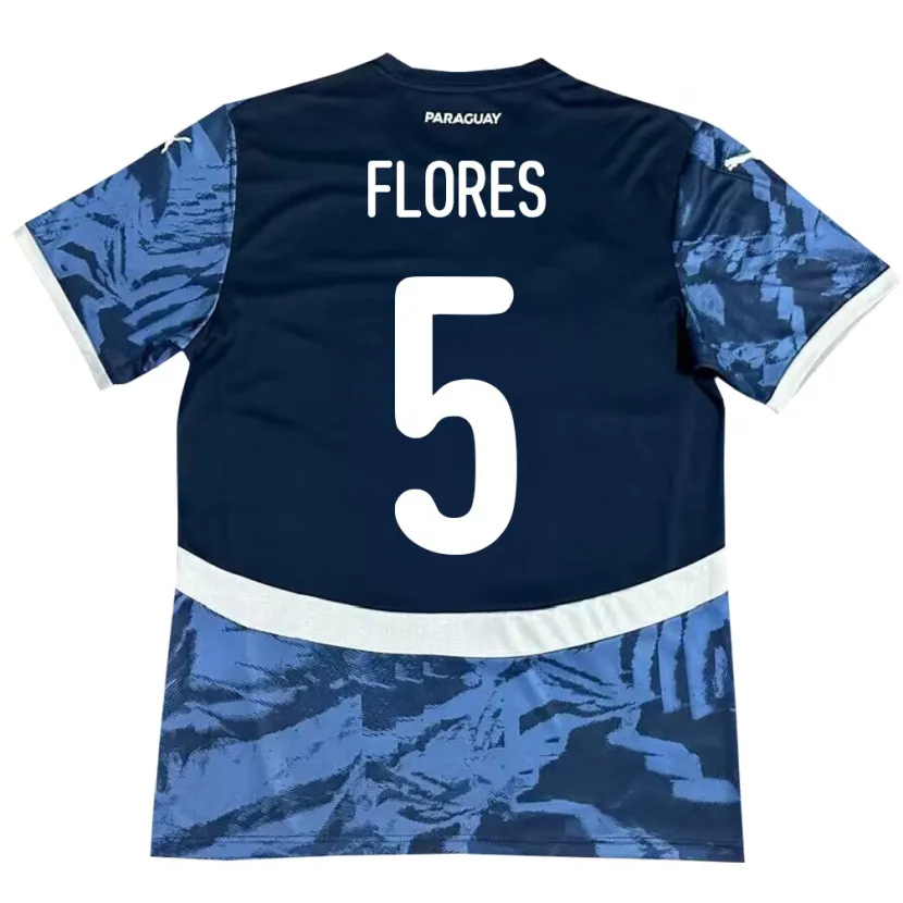 Danxen Herren Paraguay Gilberto Flores #5 Blau Auswärtstrikot Trikot 24-26 T-Shirt