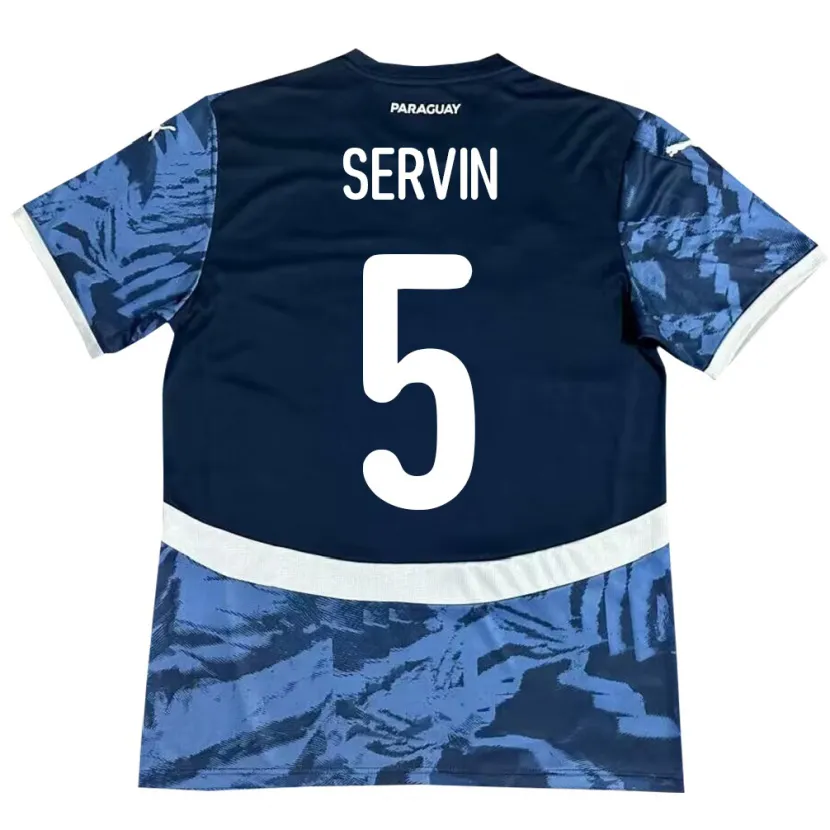 Danxen Herren Paraguay Thiago Servín #5 Blau Auswärtstrikot Trikot 24-26 T-Shirt