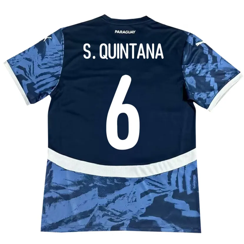 Danxen Herren Paraguay Sebastián Quintana #6 Blau Auswärtstrikot Trikot 24-26 T-Shirt