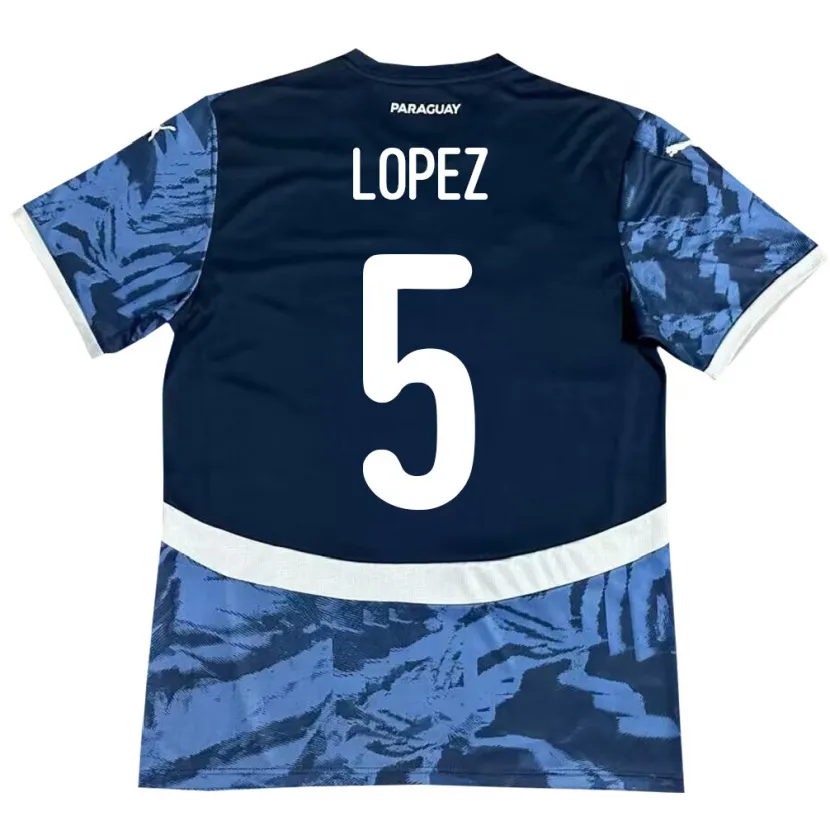 Danxen Herren Paraguay Óscar López #5 Blau Auswärtstrikot Trikot 24-26 T-Shirt
