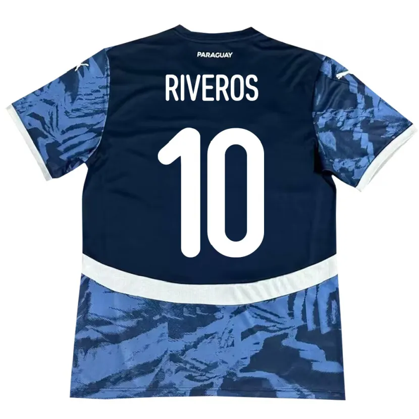 Danxen Herren Paraguay Paulo Riveros #10 Blau Auswärtstrikot Trikot 24-26 T-Shirt