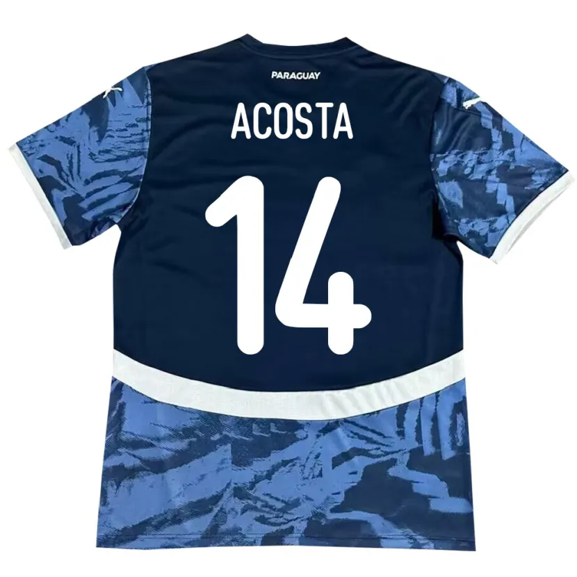 Danxen Herren Paraguay Emilio Acosta #14 Blau Auswärtstrikot Trikot 24-26 T-Shirt