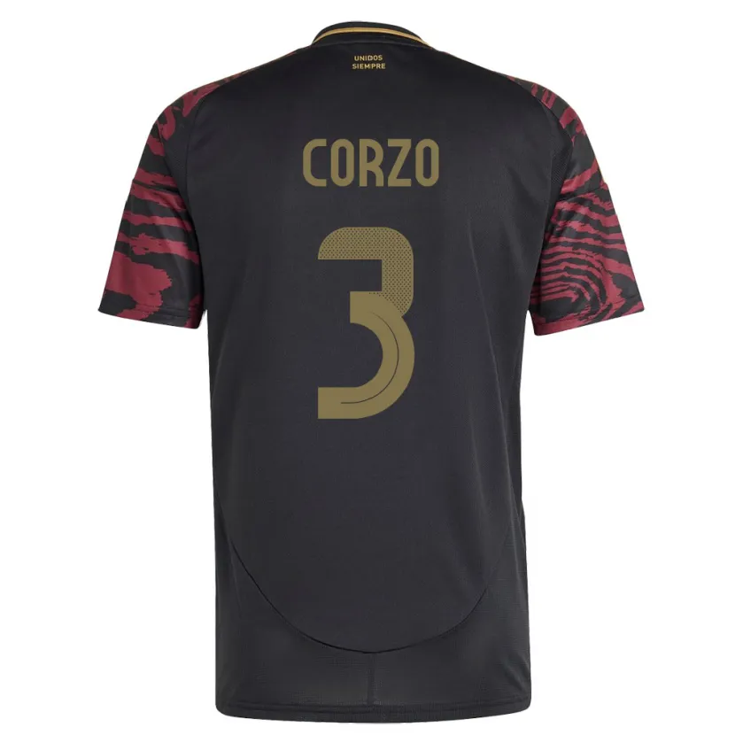 Danxen Herren Peru Aldo Corzo #3 Schwarz Auswärtstrikot Trikot 24-26 T-Shirt