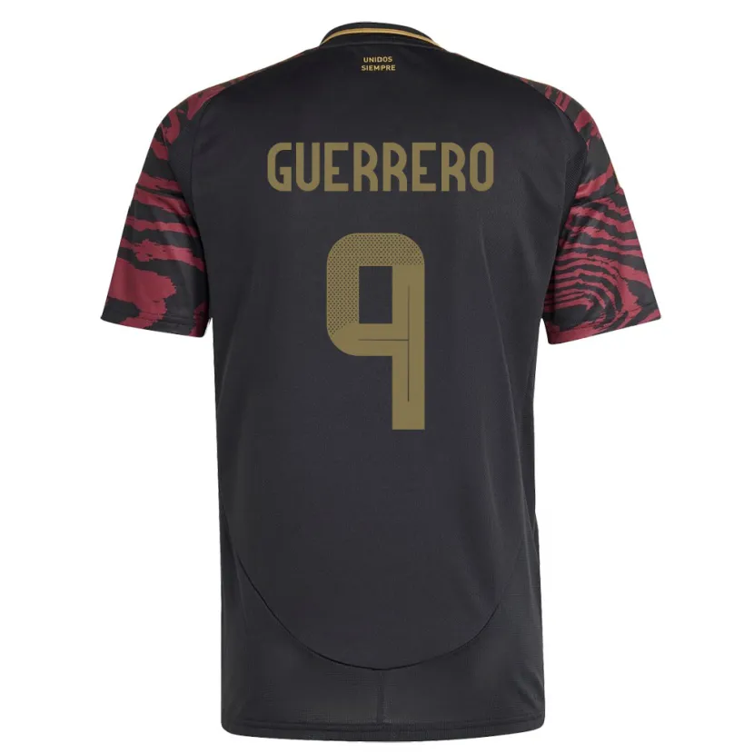 Danxen Herren Peru Paolo Guerrero #9 Schwarz Auswärtstrikot Trikot 24-26 T-Shirt