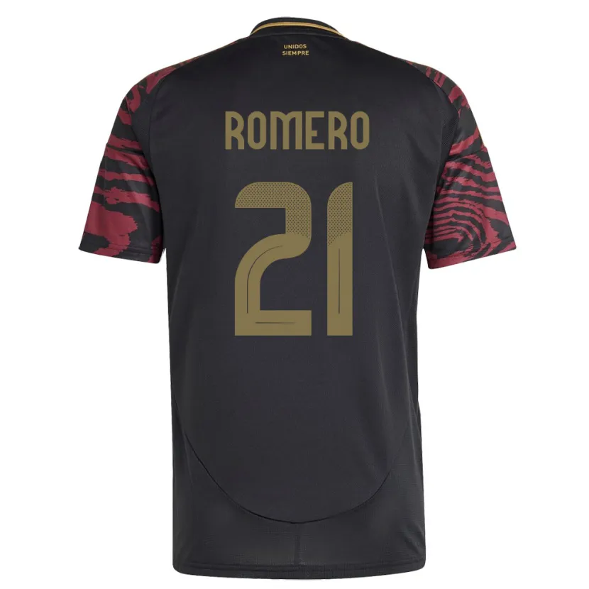Danxen Herren Peru Diego Romero #21 Schwarz Auswärtstrikot Trikot 24-26 T-Shirt