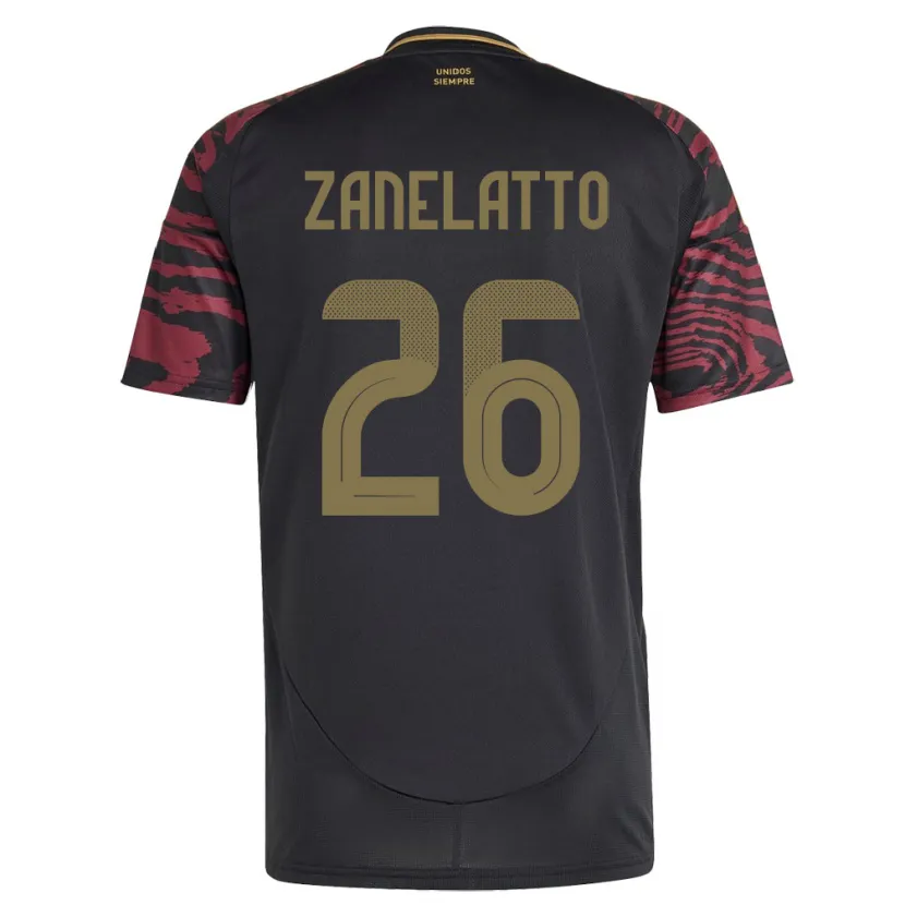 Danxen Herren Peru Franco Zanelatto #26 Schwarz Auswärtstrikot Trikot 24-26 T-Shirt