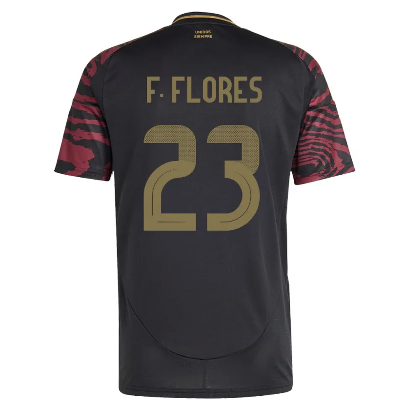 Danxen Herren Peru Franchesco Flores #23 Schwarz Auswärtstrikot Trikot 24-26 T-Shirt