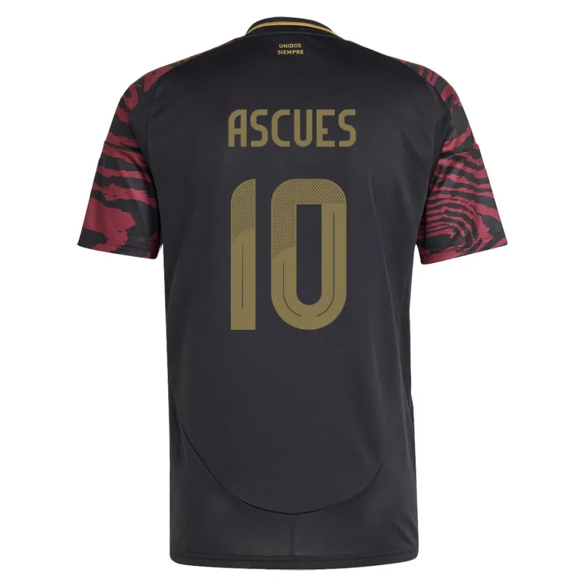 Danxen Herren Peru Adrián Ascues #10 Schwarz Auswärtstrikot Trikot 24-26 T-Shirt
