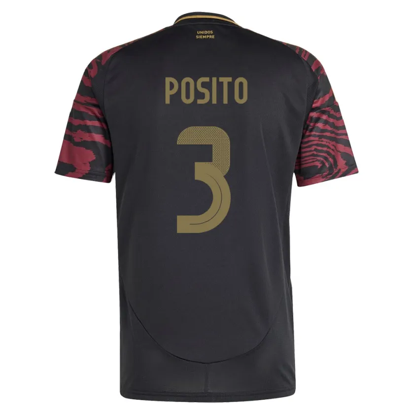 Danxen Herren Peru Alejandro Pósito #3 Schwarz Auswärtstrikot Trikot 24-26 T-Shirt